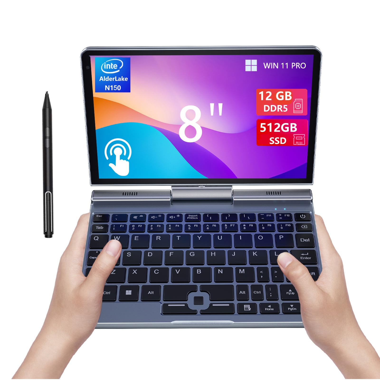 8 inch Mini Laptop HD Touchscreen Portable 2-in-1 Computer,Windows